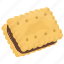 chocolate sandwich biscuit, cream inside biscuit, crumb, crunch snack 