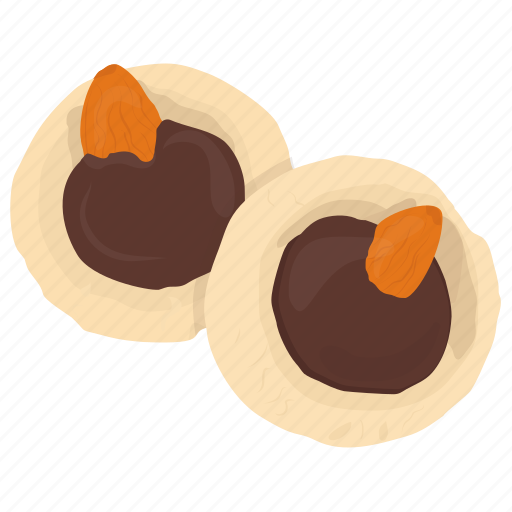 Almond chocolate cookie, chocolate eating, creamy dessert, snack, white chocolate cookie icon - Download on Iconfinder