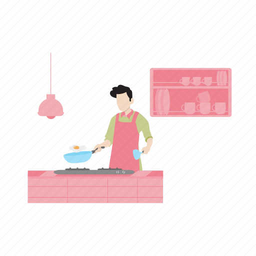 Male, chef, hobby, cooking, omelet icon - Download on Iconfinder