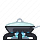 burner, cooking, frying, kitchen, lid, pan