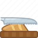 baguette, chopping board, cooking, cutting, kitchen, knife