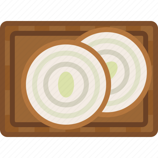 Chopping board, cooking, food, kitchen, onion, slices icon - Download on Iconfinder