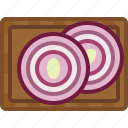 chopping board, cooking, food, kitchen, onion, slices