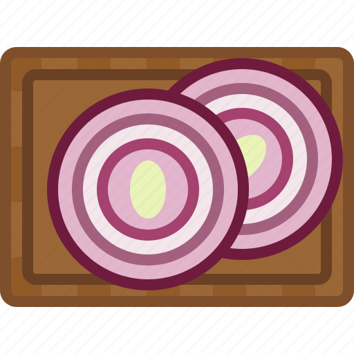 Chopping board, cooking, food, kitchen, onion, slices icon - Download on Iconfinder