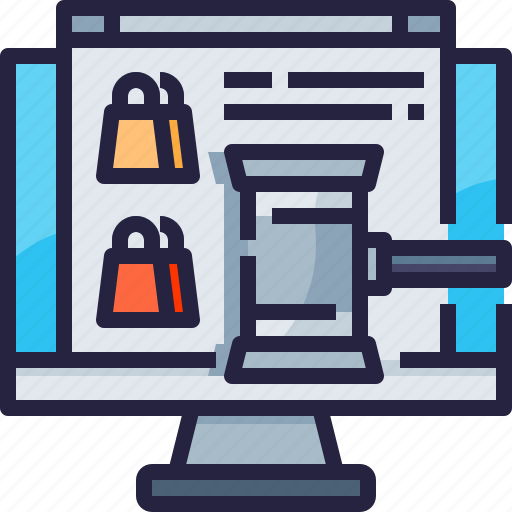 Auction, commerce, computer, hammer, judgment, shopping icon - Download on Iconfinder