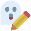 ghost, writing, writer, pencil