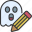ghost, writing, writer, pencil 