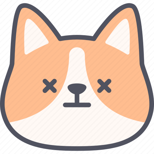 Dead, corgi, dog, emoticon, emoji, expression, emotion icon - Download on Iconfinder