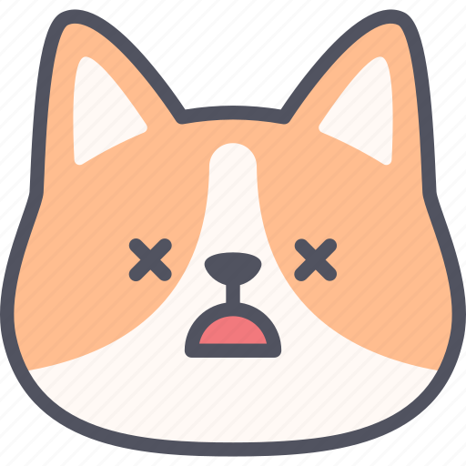 Dead, corgi, dog, emoticon, emoji, emotion, feeling icon - Download on Iconfinder