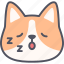sleeping, corgi, dog, emoticon, emoji, expression, feeling 