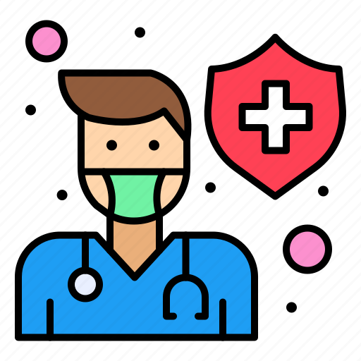 Coronavirus, covid, doctor, health, male, protection, shield icon - Download on Iconfinder