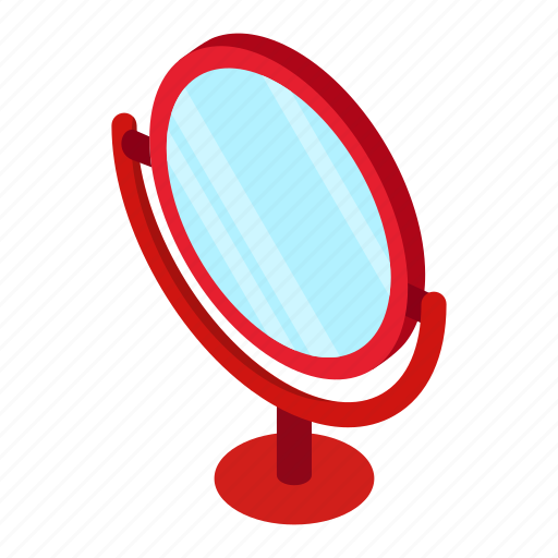 Beauty, cosmetic, isometric, mirror, red, round, table icon - Download on Iconfinder