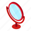 beauty, cosmetic, isometric, mirror, red, round, table 