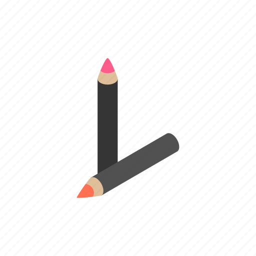 Contour, cosmetic, isometric, lip, makeup, pencil, two icon - Download on Iconfinder