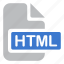 extension, html, code, document, file 