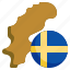 sweden, flag, europe, country, banner, map, location 