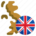 united, kingdom, flag, uk, map, location