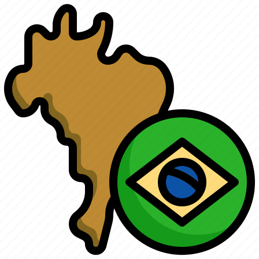 Brazil, flag, south, america, country, nation, map icon - Download on Iconfinder