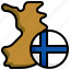 finland, flag, map, location, pin 