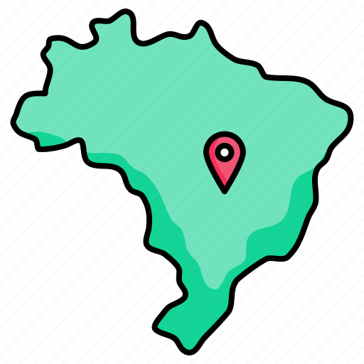 Brazil, map, world, country, geography, continent, world map icon - Download on Iconfinder