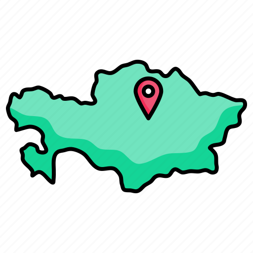 Kazakhstan, map, world, country, geography, continent, world map icon - Download on Iconfinder