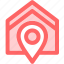 red, stay, home, house, covid, building, pin