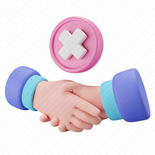 No, handshake, deal 3D illustration - Download on Iconfinder