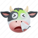 flu, cow, emoticon, illustration