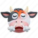 annoyed, cow, emoticon, illustration, social media, sticker, face, expresion, emoji, message, chat, conversation, smiley 