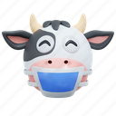 cow, mask, emoticon, illustration, social media, sticker, face, expresion, emoji, message, chat, conversation, smiley 