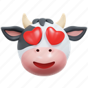 heart, eyes, cow, emoticon, illustration, social media, sticker, face, expresion, emoji, message, chat, conversation, smiley 