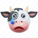 sad, cow, emoticon, illustration, social media, sticker, face, expresion, emoji, message, chat, conversation, smiley 