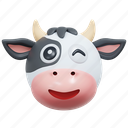 wink, eyes, cow, emoticon, illustration