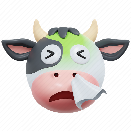 Flu, cow, emoticon, illustration 3D illustration - Download on Iconfinder