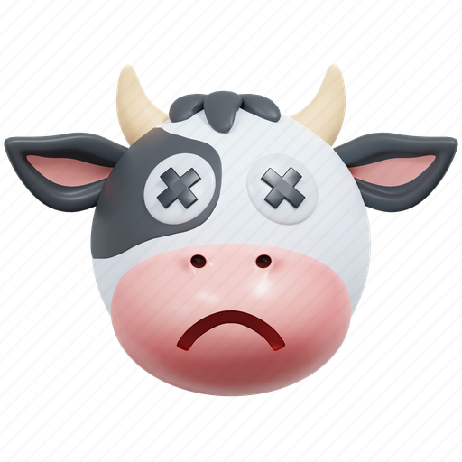 Dead, eye, cow, emoticon, illustration 3D illustration - Download on Iconfinder