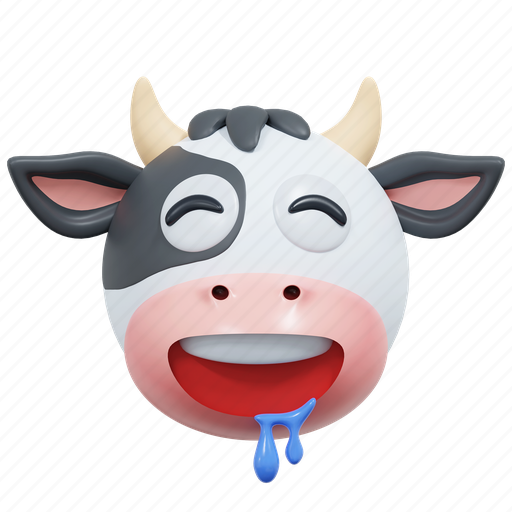 Delicious, cow, emoticon, icon, illustration 3D illustration - Download on Iconfinder
