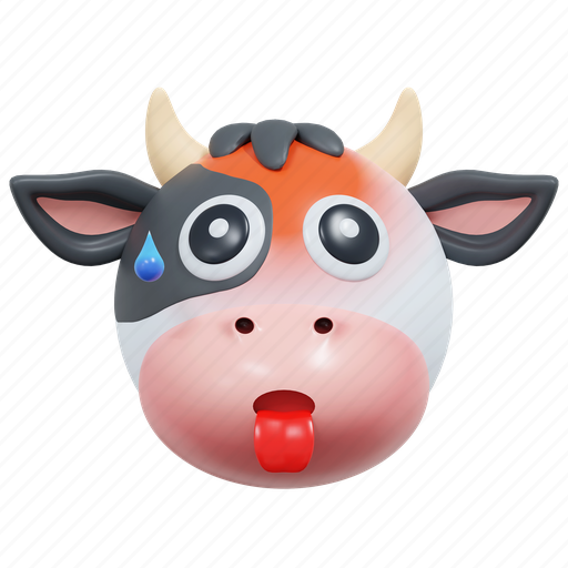Exhausted, cow, emoticon, illustration 3D illustration - Download on Iconfinder