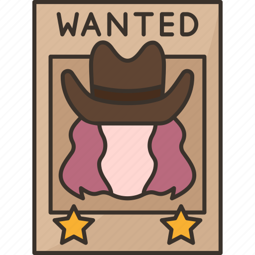 Wanted, notice, criminal, arrest, western icon - Download on Iconfinder