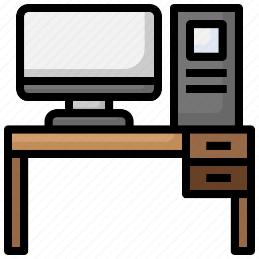 Desk, work, station, computer, office icon - Download on Iconfinder