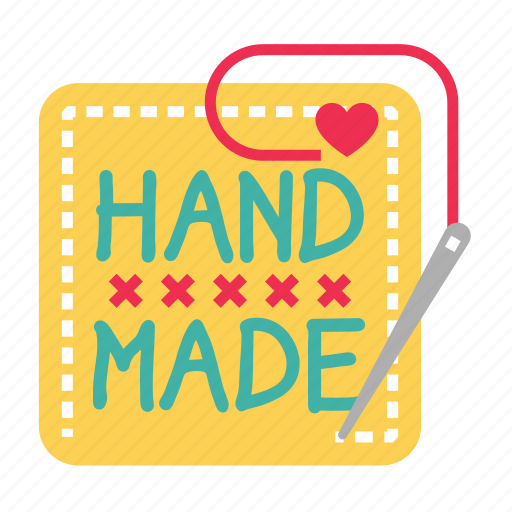 Handmade, sewing, label, handcraft, sew, stitch, needle icon - Download on Iconfinder