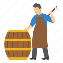 barrel, woodwork, carpenter, carpentry, handyman, hammer