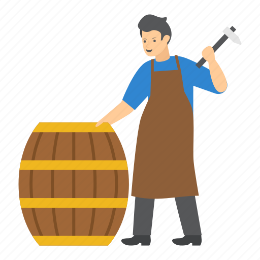 Barrel, woodwork, carpenter, carpentry, handyman, hammer icon - Download on Iconfinder