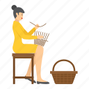 bucket, repairer, maker, craft, container, woman, basket weaving