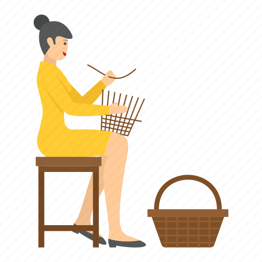 Bucket, repairer, maker, craft, container, woman, basket weaving icon - Download on Iconfinder