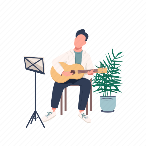 Man, music, guitarist, play, acoustic, guitar illustration - Download on Iconfinder