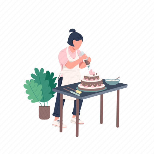 Housewife, woman, cooking, cake, bake, pastry illustration - Download on Iconfinder