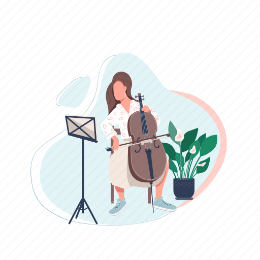 Creative hobby, woman, cello, violoncello, player illustration - Download on Iconfinder