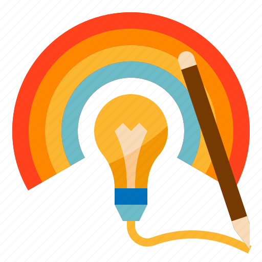 Creative, creativity, lightbulb, pencil, rainbow icon - Download on Iconfinder