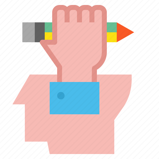 Creative, hand, head, idea, pencil icon - Download on Iconfinder