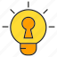 creative, idea, key, light bulb, lock, secret, smart 